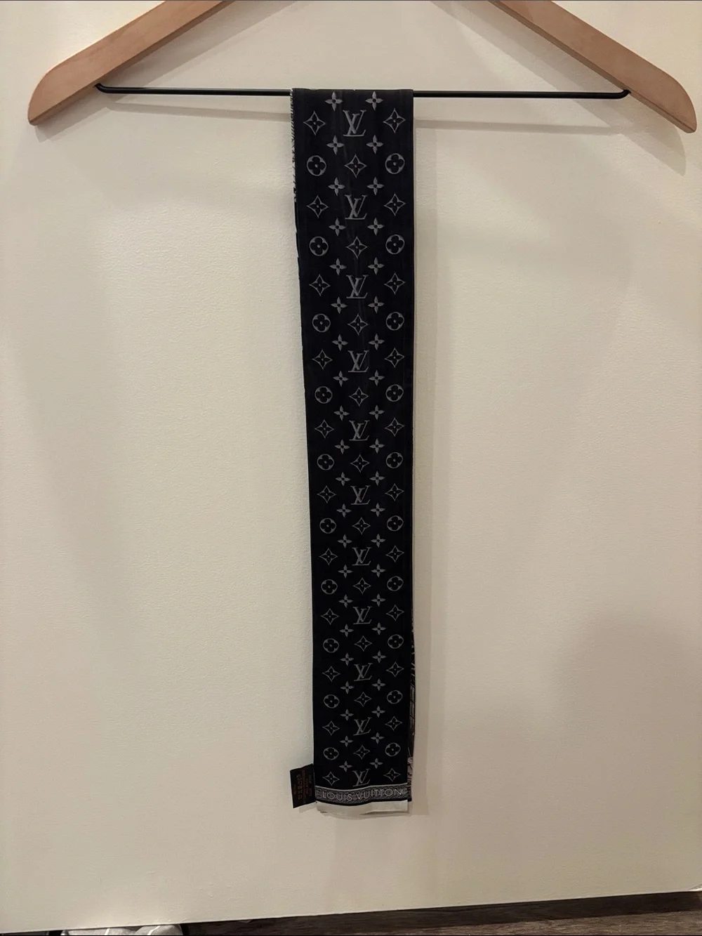 Louis Vuitton Reversible Black Monogram Silk Scarf